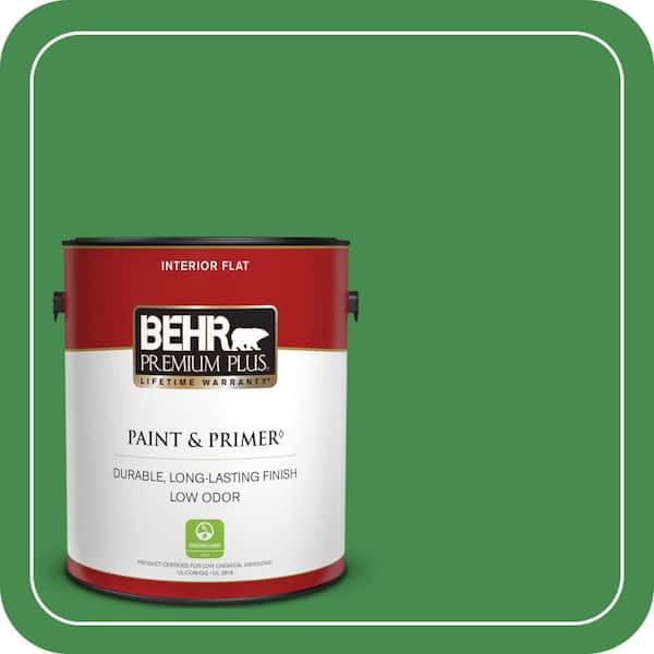 BEHR PREMIUM PLUS 1 gal. #MQ4-48 Planet Green Flat Low Odor Interior Paint & Primer