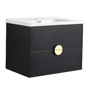 Victoria 28 in. W x 19 in. D x 21 in. H Floating Modern Design Single Sink Bath Vanity with Top and Cabinet in Black