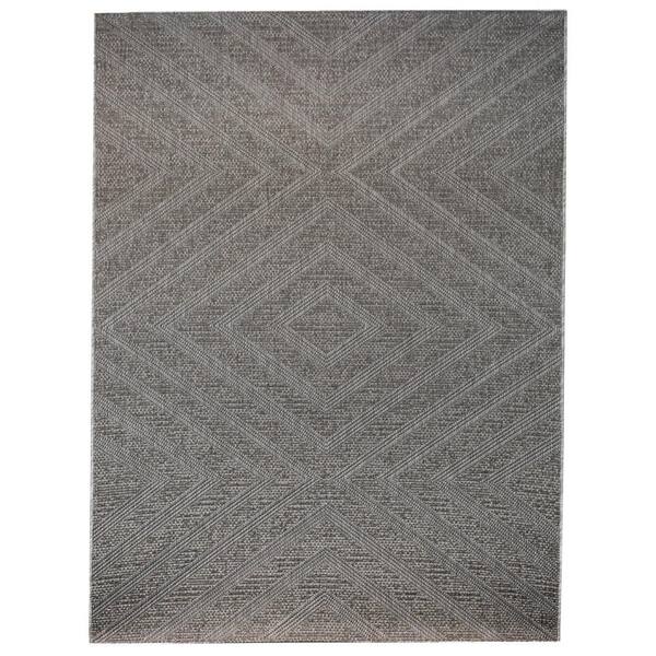 Hampton Bay Zig Zag Grey 5 ft. x 7 ft. Geometric Indoor/Outdoor Area Rug