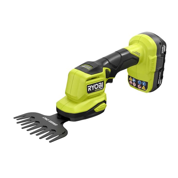 RYOBI ONE+ 18V Cordless Grass Shear and Shrubber Trimmer with 2.0
