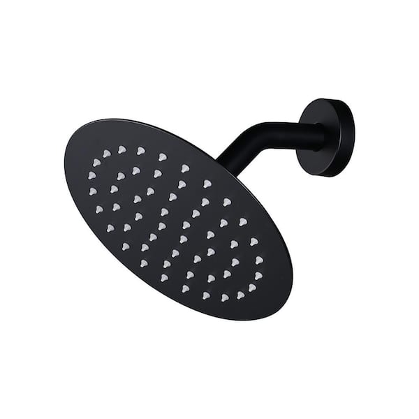 1-Spray Patterns with 1.8 GPM 8 in. Wall Mount Rain Fixed Shower Head in Black