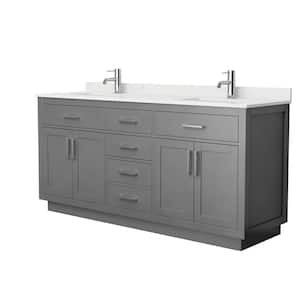 Beckett TK 72 in. W x 22 in. D x 35 in. H Double Bath Vanity in Dark Gray with Brushed Nickel Trim Giotto Quartz Top