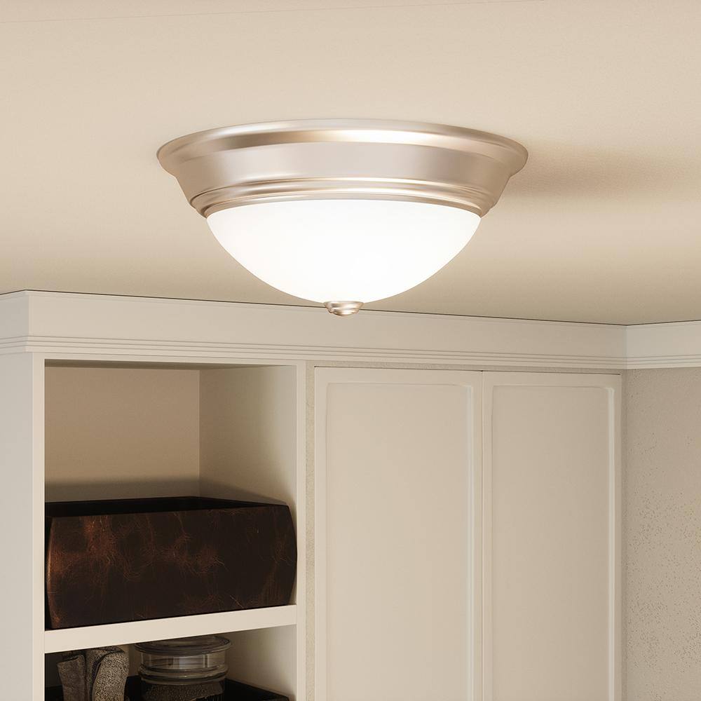 Erwin 13" Brushed Nickel and Glass LED Flush Mount
