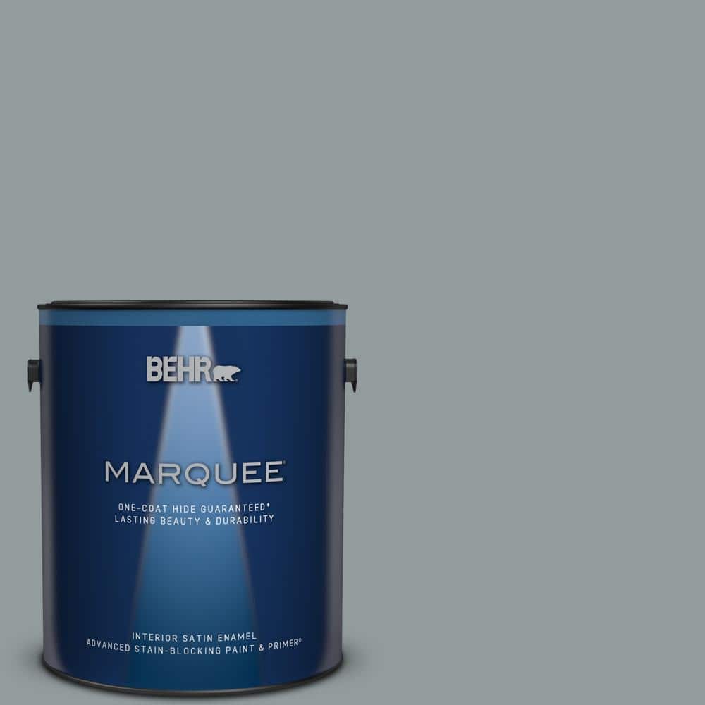 BEHR MARQUEE 1 gal. 720F4 Stone Fence Satin Enamel Interior Paint & Primer 745401 The Home Depot