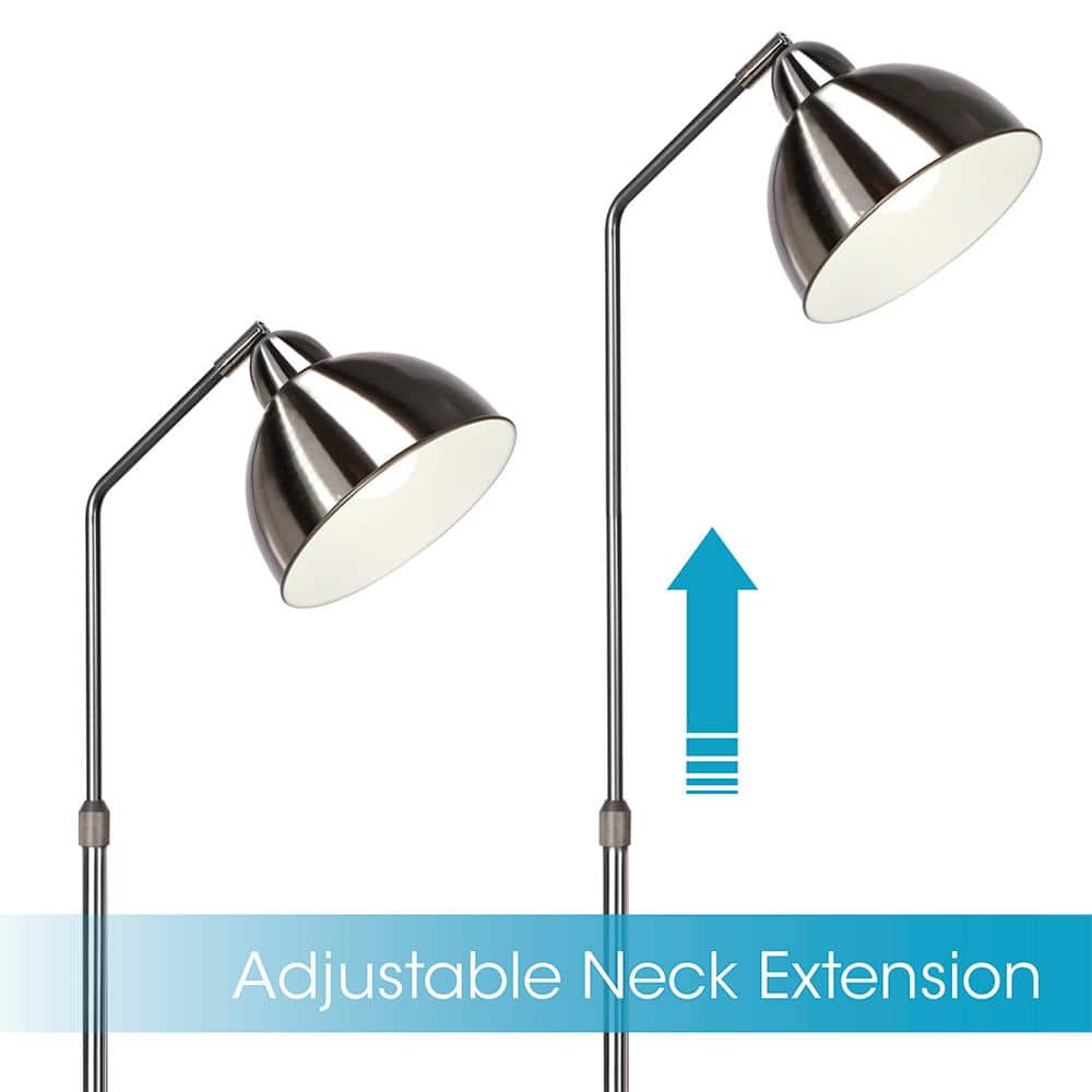 Covington Silver Adjustable LED Floor Lamp with Metal Base