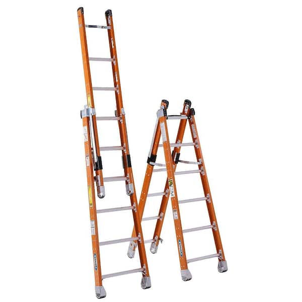 Werner 12 ft. Fiberglass Combination Ladder with 375 lb. Load Capacity Type IAA Duty Rating