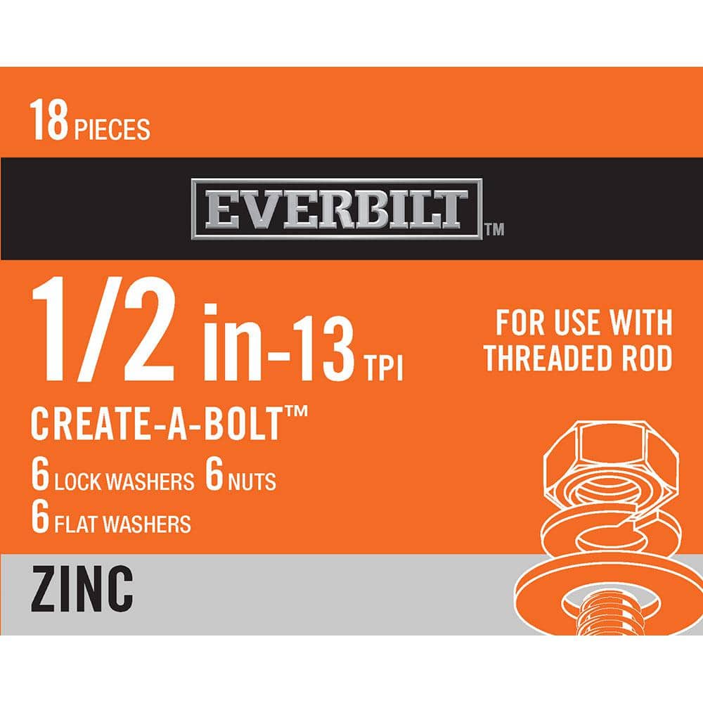 Everbilt 1/2 in. Zinc-Plated Nuts, Washer and Lock Washer (6-Piece per  Pack) 803552 - The Home Depot