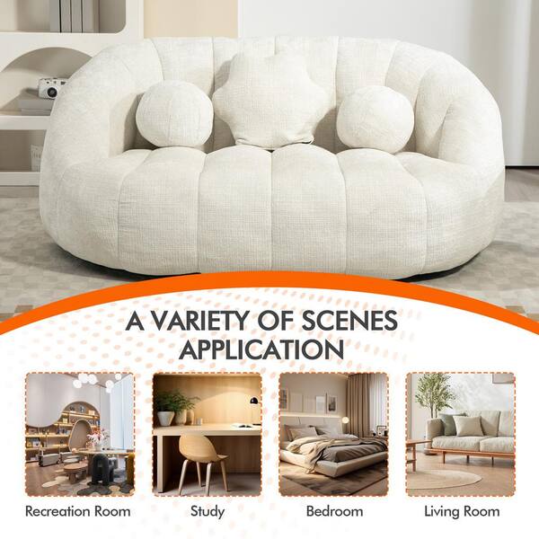[NIEEH]★BEAN BAG_White Amazon.com: NIBHZ Puff Bean Bag Modern Without Filler,Giant