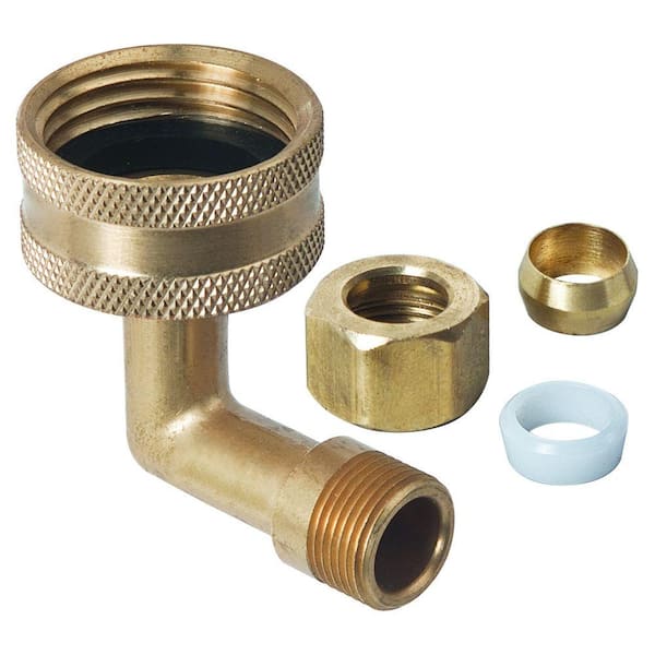 BrassCraft 3/4 in. Female Hose Thread Swivel Nut x 3/8 in. O.D. Compression Dishwasher Elbow with Nut, Sleeve and Hose Washer
