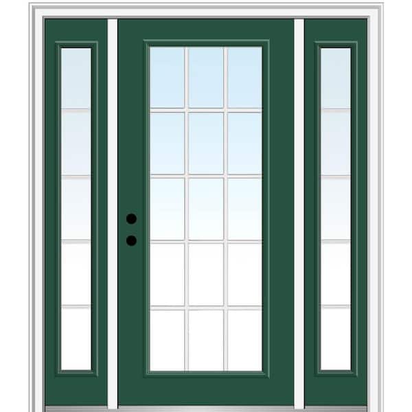 MMI Door 68.5 in. x 81.75 in. Internal Grilles Right-Hand Inswing Full Lite Clear Painted Steel Prehung Front Door with Sidelites