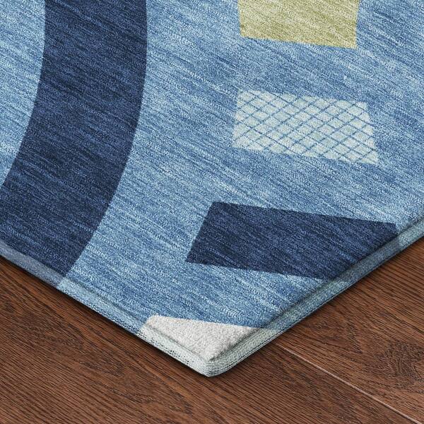 Mayfield Premium Machine Washable Abstract AMF2467 Denim 10 ft. x 14 ft. Area Rug