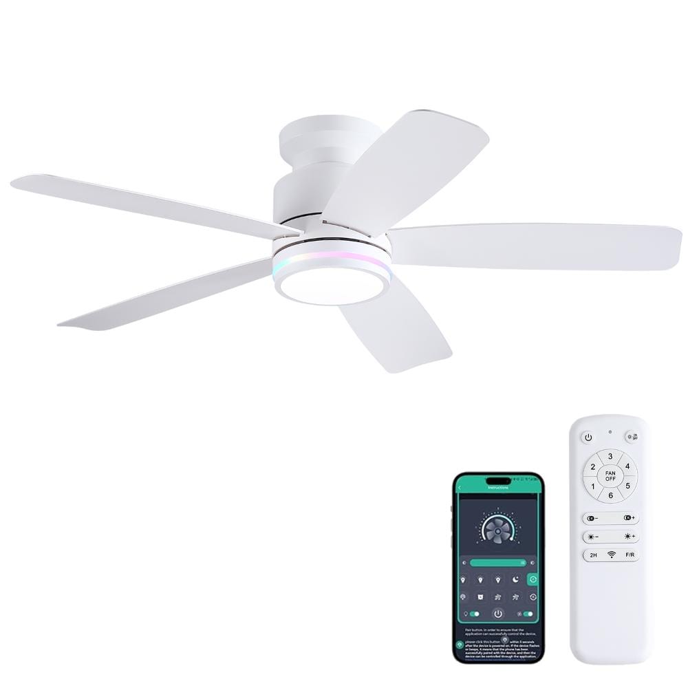 46-inch white ceiling fan with lights, three-speed, RGB, 6 levels, remote control, modern indoor ceiling fixture price history on PriceWatchPro