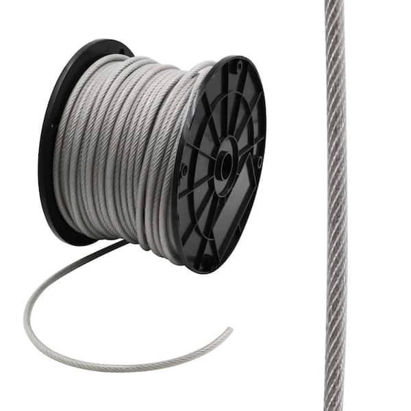 500 ft Reel 7x19 Construction 1/8 Coated to 3/16 Diameter Black Vinyl Coated Cable