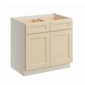 36 in. W x 24 in. D x 34.5 in. H Plywood Ready to Assemble Floor Base Kitchen Cabinet in Versa Shaker with 2 Drawers