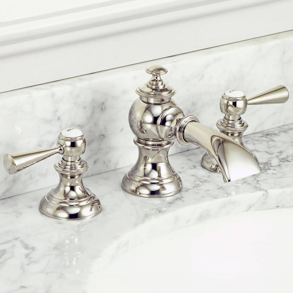 Elegant Polished Nickel Widespread Bathroom Faucet with Classic Design