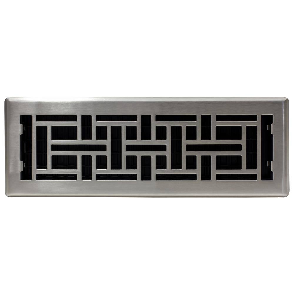 Brushed Nickel Oriental Floor Register 4x14 Inch