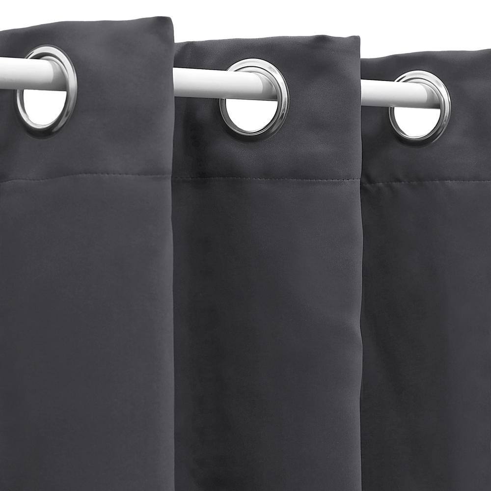 Dark Grey Polyester Blackout Grommet Window Panel