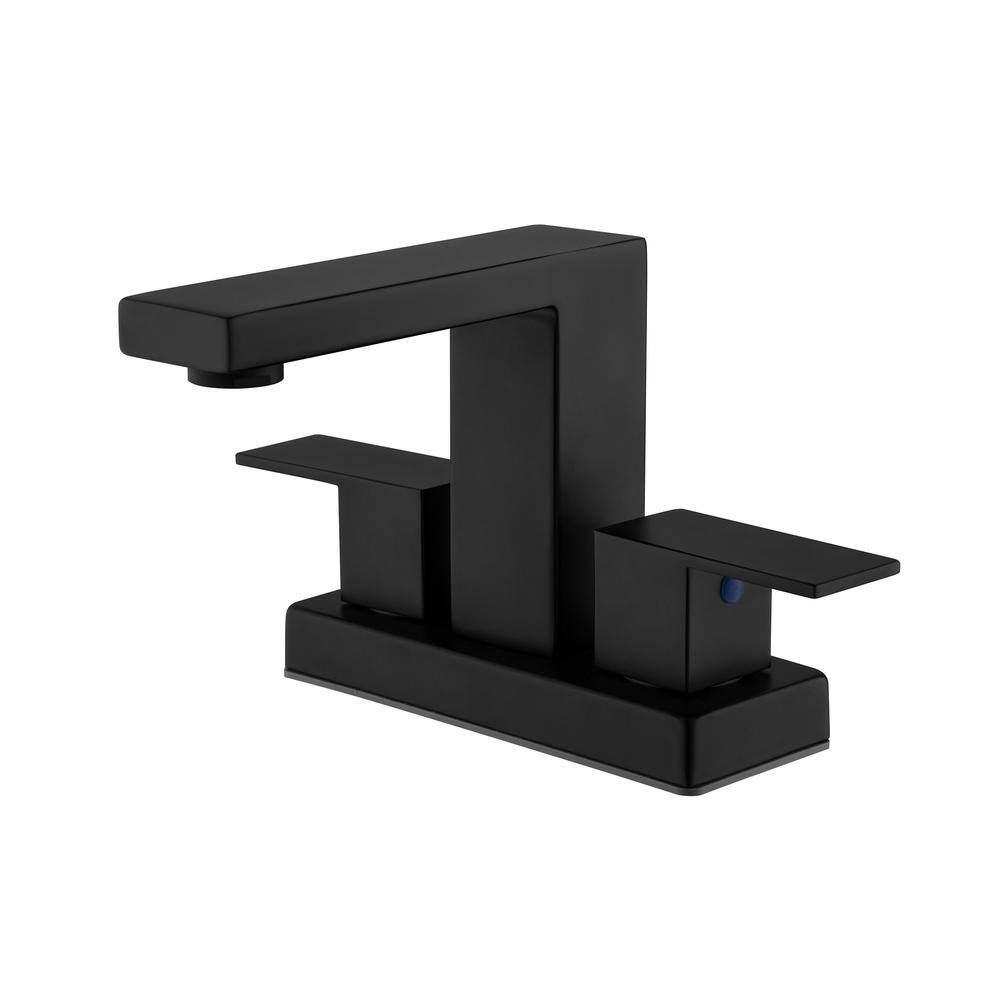 Matte Black Stainless Steel Double Handle Centerset Bathroom Faucet