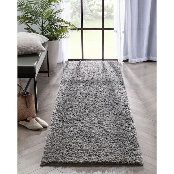 Elle Basics Emerson Solid Shag Dark Grey 2 ft. 3 in. x 3 ft. 11 in. Area Rug