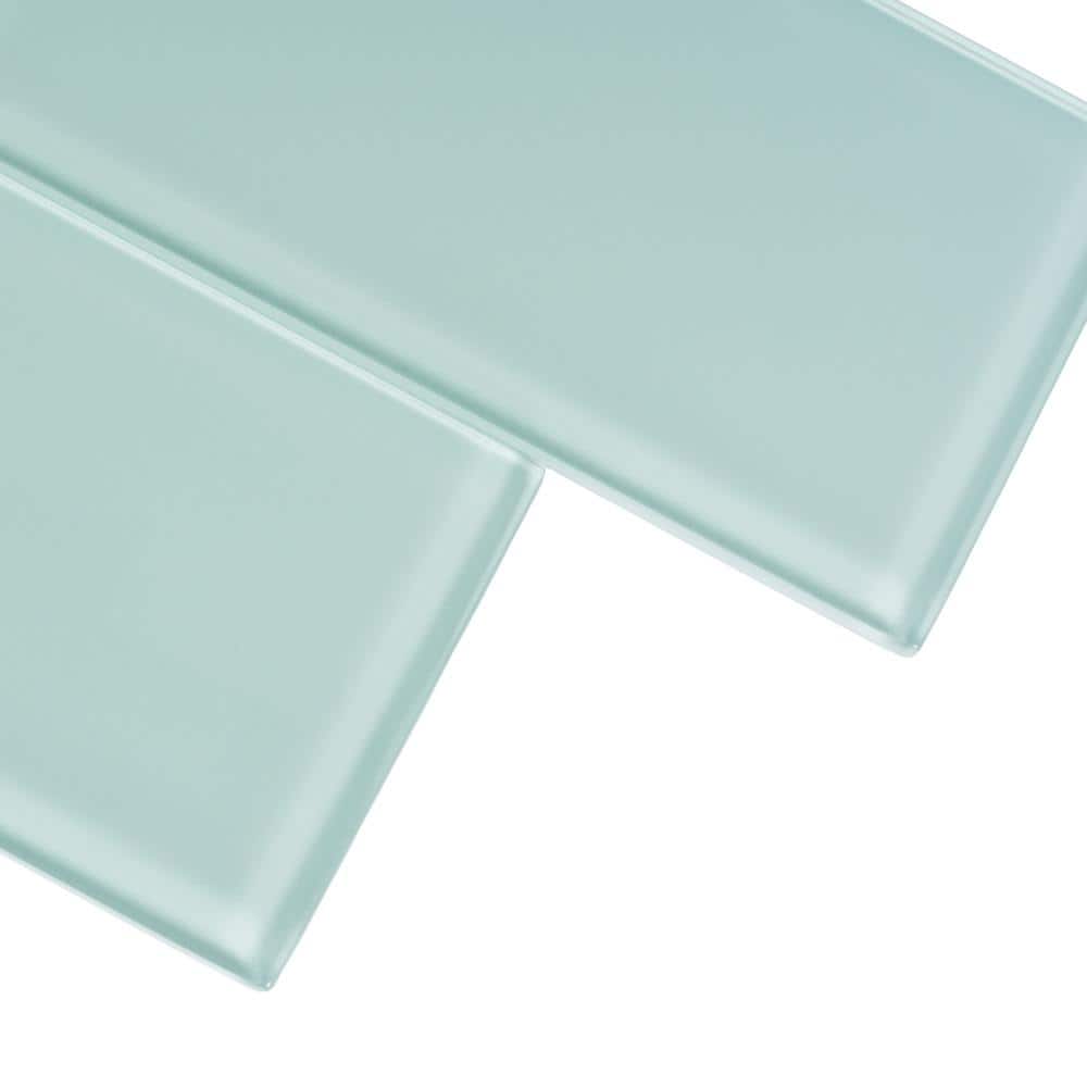 Cadet Blue Glossy Glass Subway Wall Tile 3" x 12"