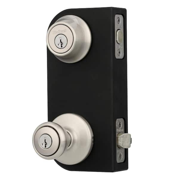 Tylo Satin Nickel Door Knob Combo Pack Featuring SmartKey Security with Microban Antimicrobial Technology