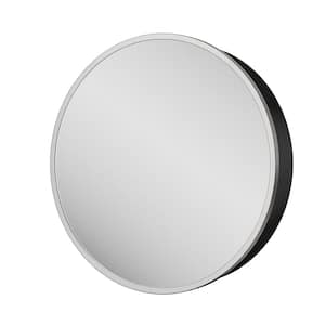 28 in. W x 28 in. H Round Brushed Nickel Metal Framed Surface Mount Medicine Cabinet with Mirror