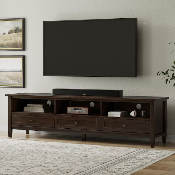 Warm Shaker Tobacco Brown 72 in. Low TV Media Stand For TVs up to 80 in.