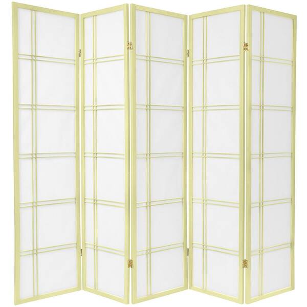 Oriental Furniture 6 ft. Ivory Double Cross 5-Panel Room Divider