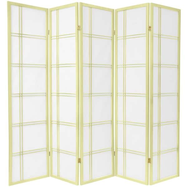 Oriental Furniture 6 ft. Ivory Double Cross 5-Panel Room Divider