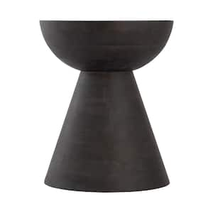 Beryl 15 in. Blackwash Round Wood Accent Table