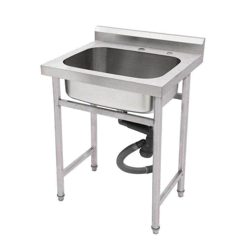Commercial Triple Compartment Stainless Steel Sink – Freestanding With 15cm Backsplash, Brushed Finish, Adjustable Legs & Rounded Corners, For Laundry, Kitchens, Garages (120x50x80cm)