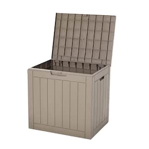 UU 32 Gal. Outdoor Storage Box for Patio Cushion, Pillows, Deck Box Polypropylene Taupe Deck Box