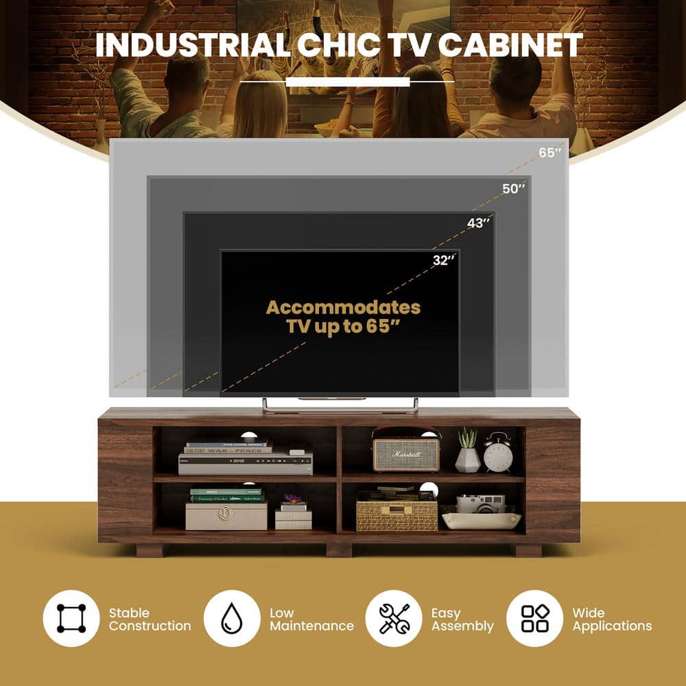Elegant 59'' Walnut Engineered Wood TV Stand with Ample Storage
