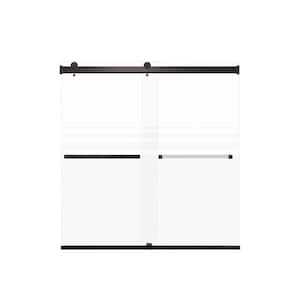 Brianna 60 in. W x 62 in. H Sliding Frameless Shower Door in Matte Black with Frosted Glass