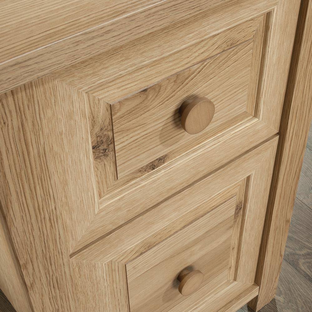 Timber Oak L-Shaped Computer Desk with Drawer and Filing Cabinet