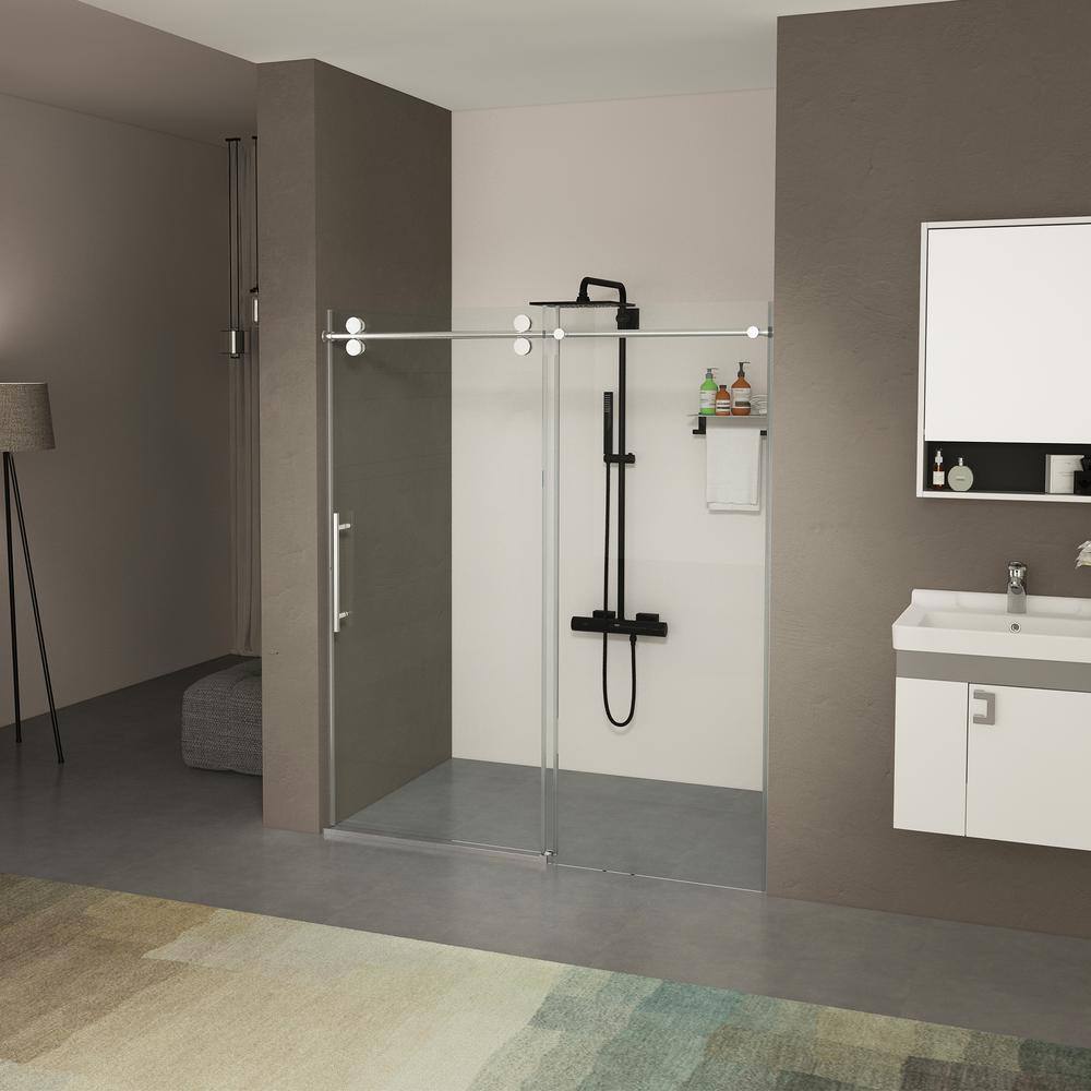 Chrome Frameless Sliding Shower Door with Tempered Glass