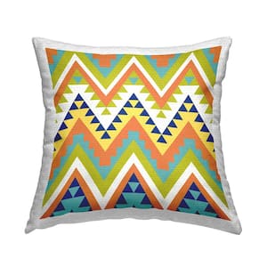 Bold Geometric Aztec Pattern Multi-Color Square Outdoor Throw Pillow