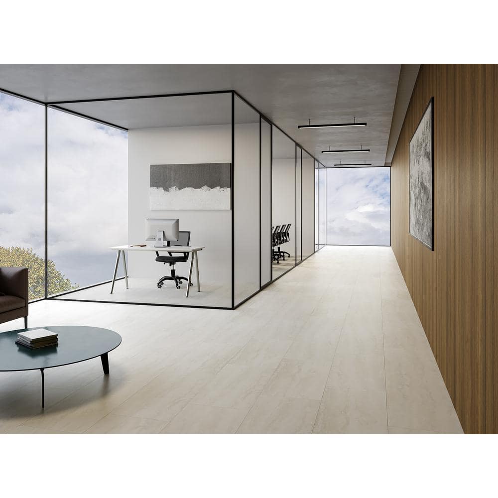 Elmdale Large Format Off-White Vinyl Tile with Water Protection