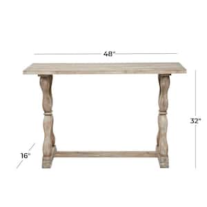 48 in. Brown Extra Large Rectangle Wood Console Table with Distressed Accents