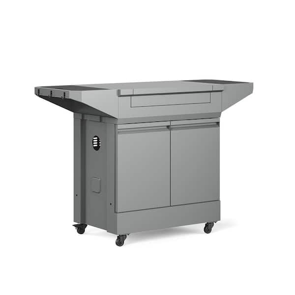 TYTUS Emberwood Pizza Oven with Grill and Prep Cart in Gunmetal