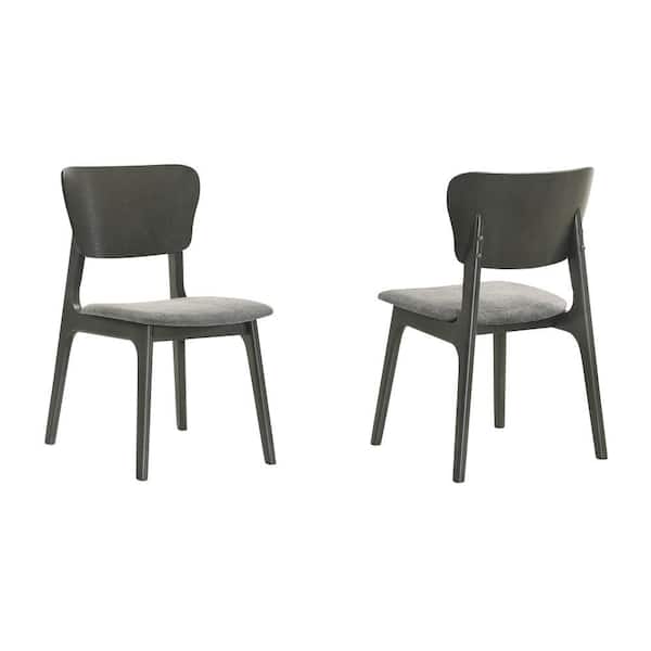 Benjara Gray Fabric Curved Legs Dining Chair (Set of 2)