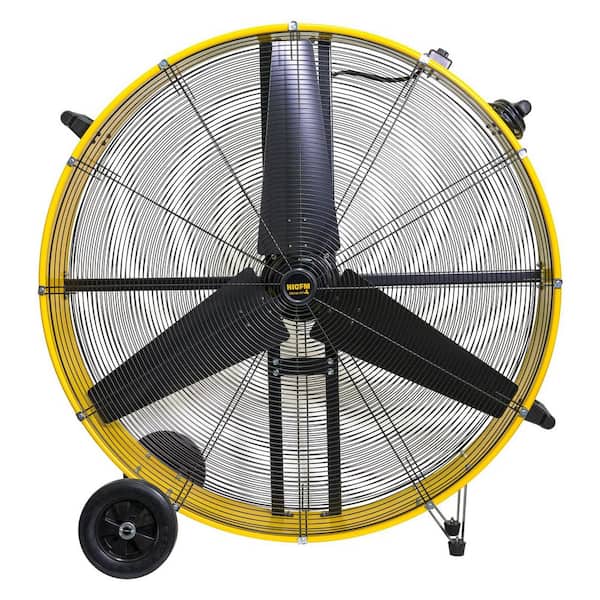 42 in. Heavy Duty High Velocity Barrel Floor Drum Fan in Yellow with DC Brushless Motor, 2 Speeds, 27,300 CFM, UL Listed