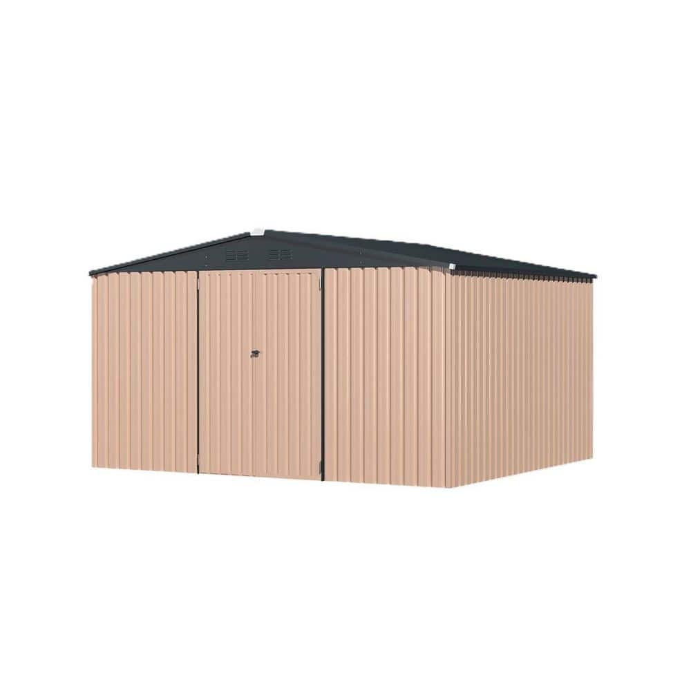 10 ft. W x 12 ft. D Metal Storage Shed, Tools Storage Shed for Garden, Bakcyard, Light Brown (120 sq. ft.) price history on PriceWatchPro