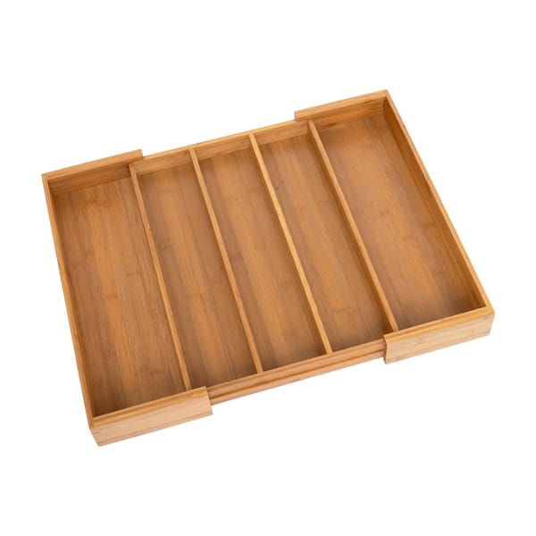 4 Compartment Bamboo Drawer Divider Space Saving Natural Wooden