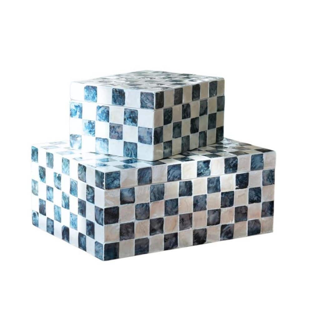 Capiz Shell Collection Navy Blue 11.8 in. x 9.1 in. Capiz Shell ...