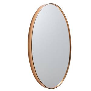 1 in. x 35 in. Modern Oval Molded Aluminum Framed Gold Hanging Accent Decorative Mirror