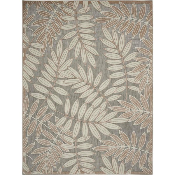 Aloha Natural 9 ft. x 12 ft. Botanical Contemporary Area Rug