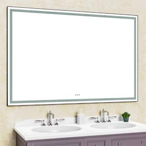 72 in. W x 48 in. H Rectangular Framed Dimmable LED Light Wall Bathroom Vanity Mirror in Black