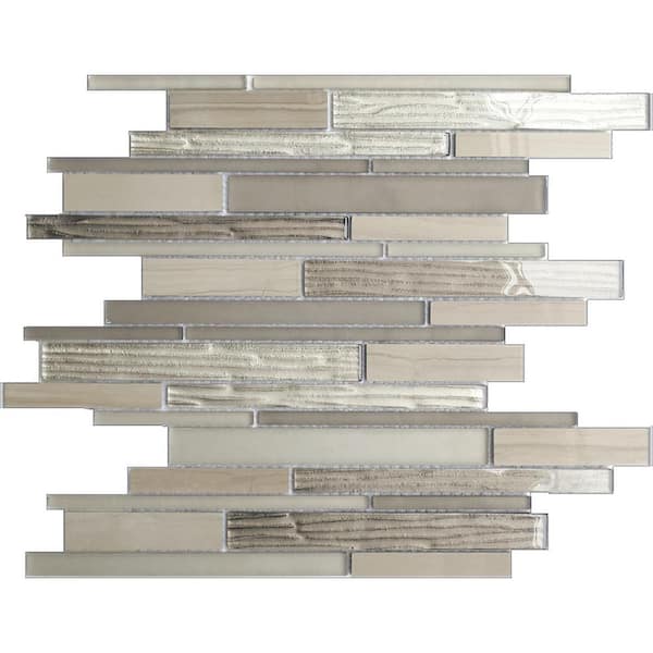 Apollo Tile Gray and Beige 4 in. x 5 in. Honed Marble and Glass Mosaic Tile Sample (0.13 sq. ft./Piece)