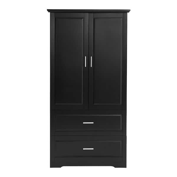 JimsMaison 32 in. W x 15 in. D x 63 in. H Black Linen Cabinet